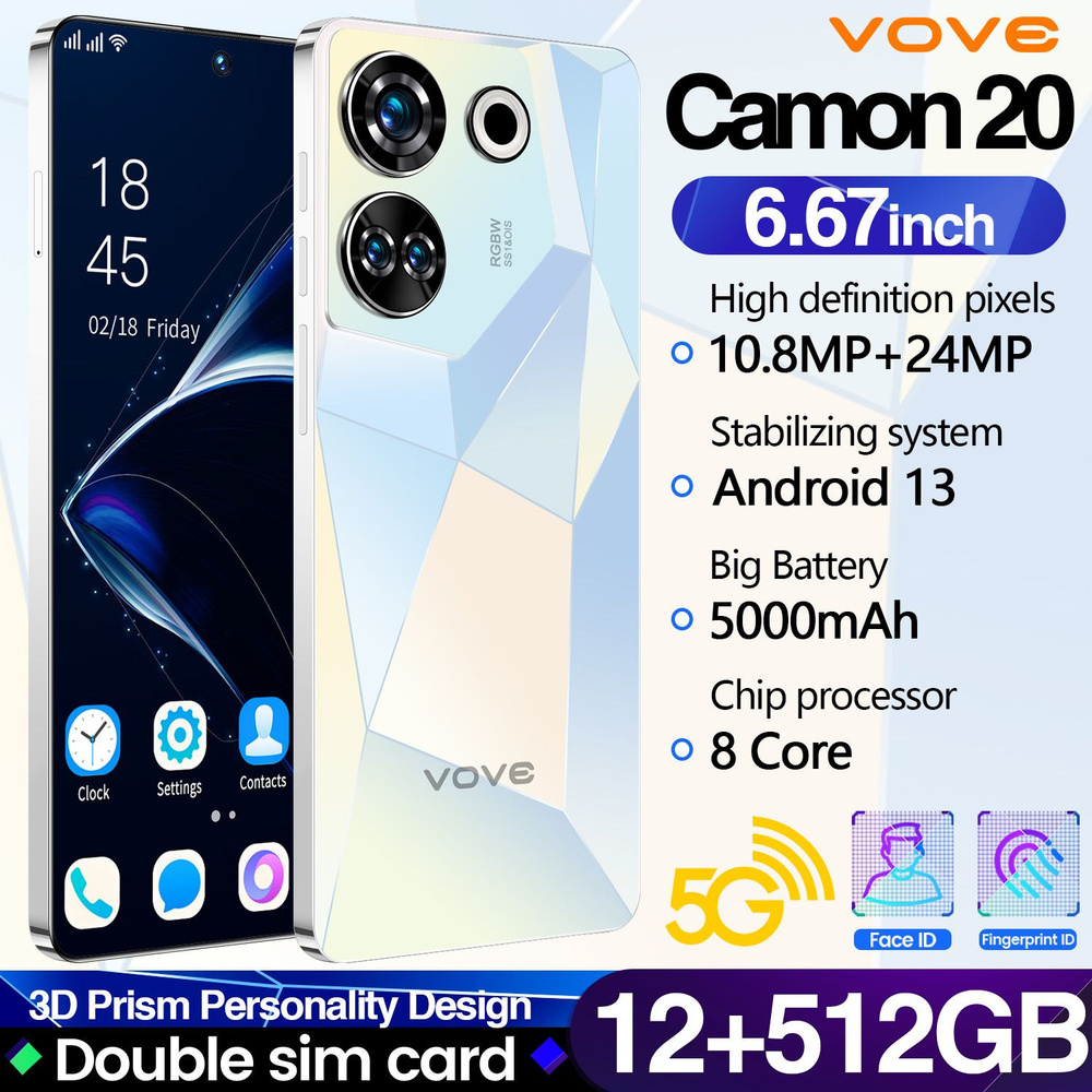 Смартфон Ультра тонкий новый мобильный телефон Camon 20 Dual SIM Dual Standby Smartphone Ультра низкая #1