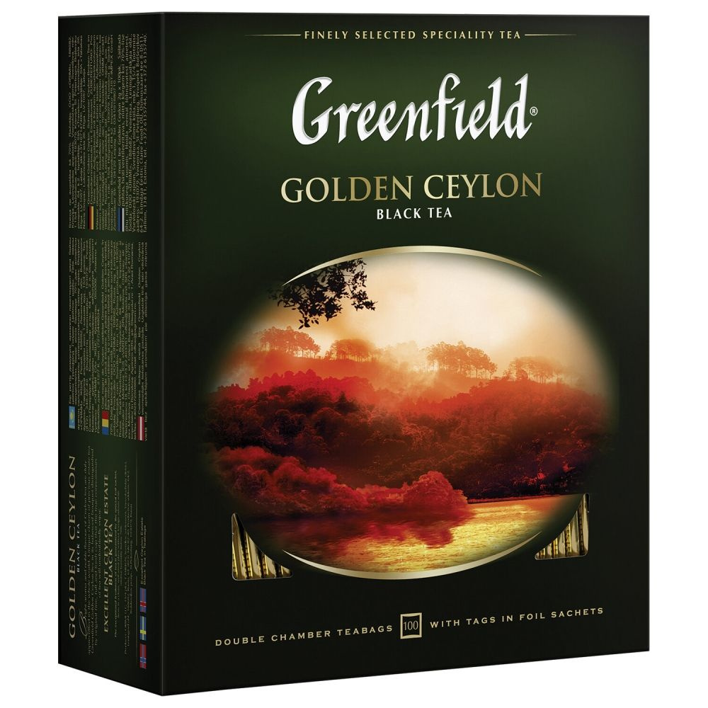 Чай GREENFIELD "Golden Ceylon" черный цейлонский, 100 пакетиков в конвертах по 2 г - 2уп  #1
