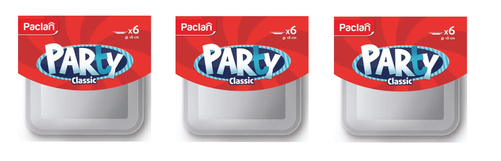 Paclan Тарелка пластиковая Party, квадратная, 180 мм, 6 шт, 3 уп #1