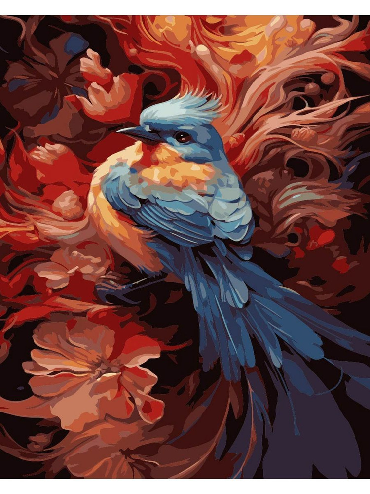 Картина по номерам Птица на холсте с деревянным подрамником размер 40х50, акриловые краски, кисточки, #1