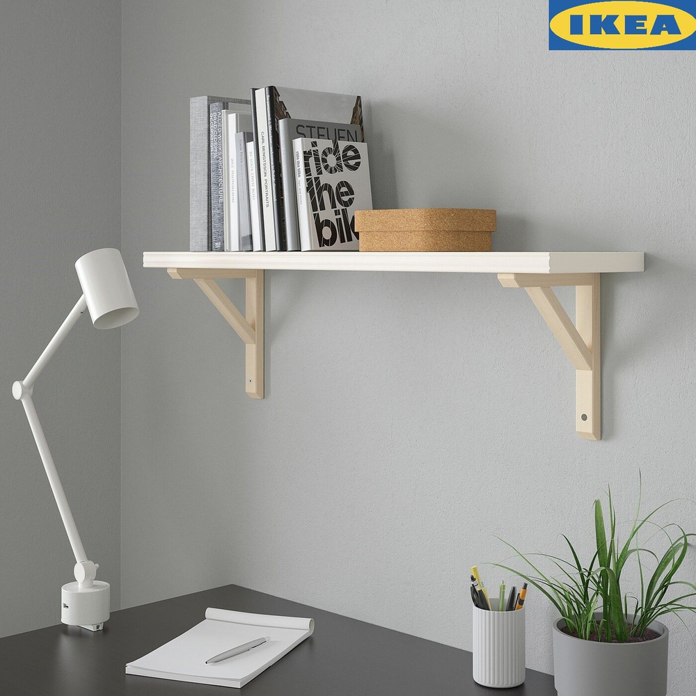 IKEA полка настенная BERGSHULT/SANDSHULT, 80х20х2.5 см, полка -1 шт. кронштейн массив осины 2 шт.  #1