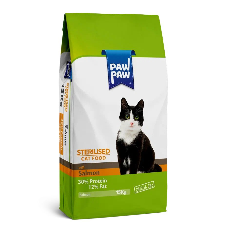 Pawpaw сухой корм для кошек Sterilised Cat Food with Salmon, 15 кг #1