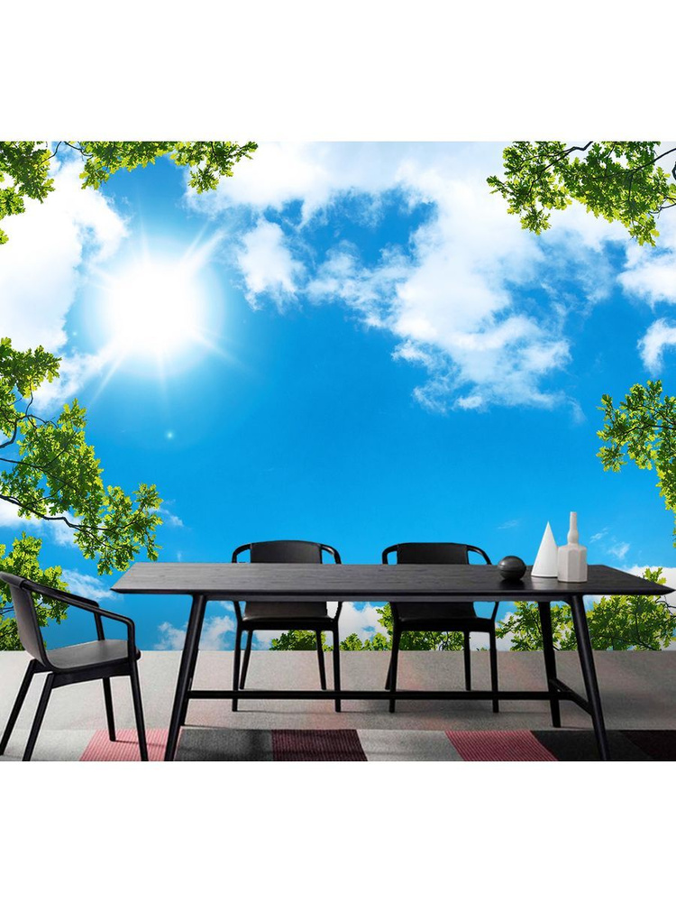 Фотообои голубое небо в парке на кухню 300х270 #1