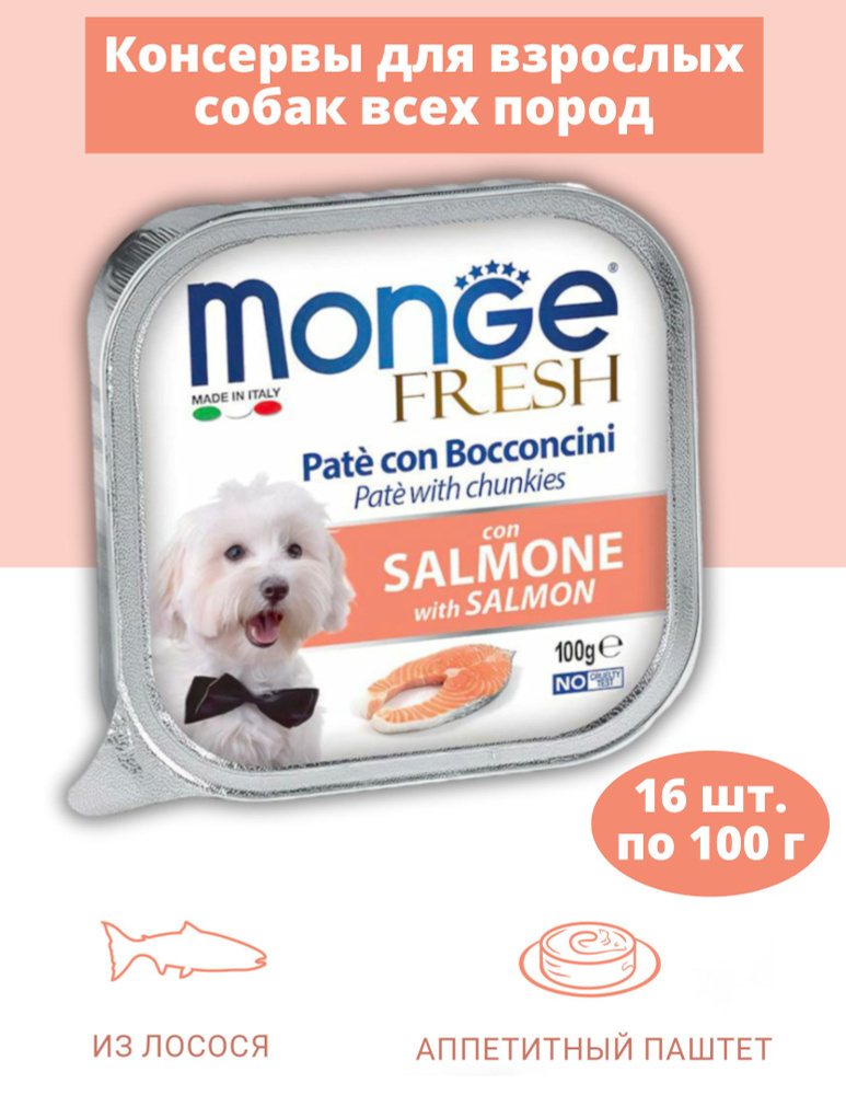 Monge Dog Fresh Влажный корм Нежный паштет для собак, 100гр х 16шт  #1