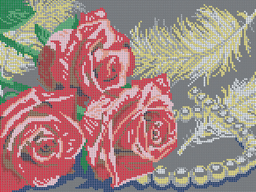 Набор для вышивания бисером Тайвань, картина Розы с жемчугом 30х24, Вышивочка  #1