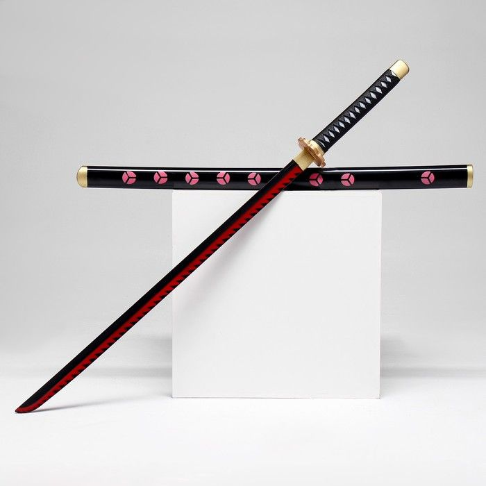 Сувенирное оружие "Катана Шусу" 105 см, черная с красным, пенополистирол  #1