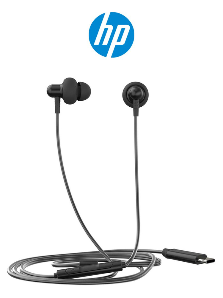 HP Наушники проводные с микрофоном, 3.5 мм, черный #1