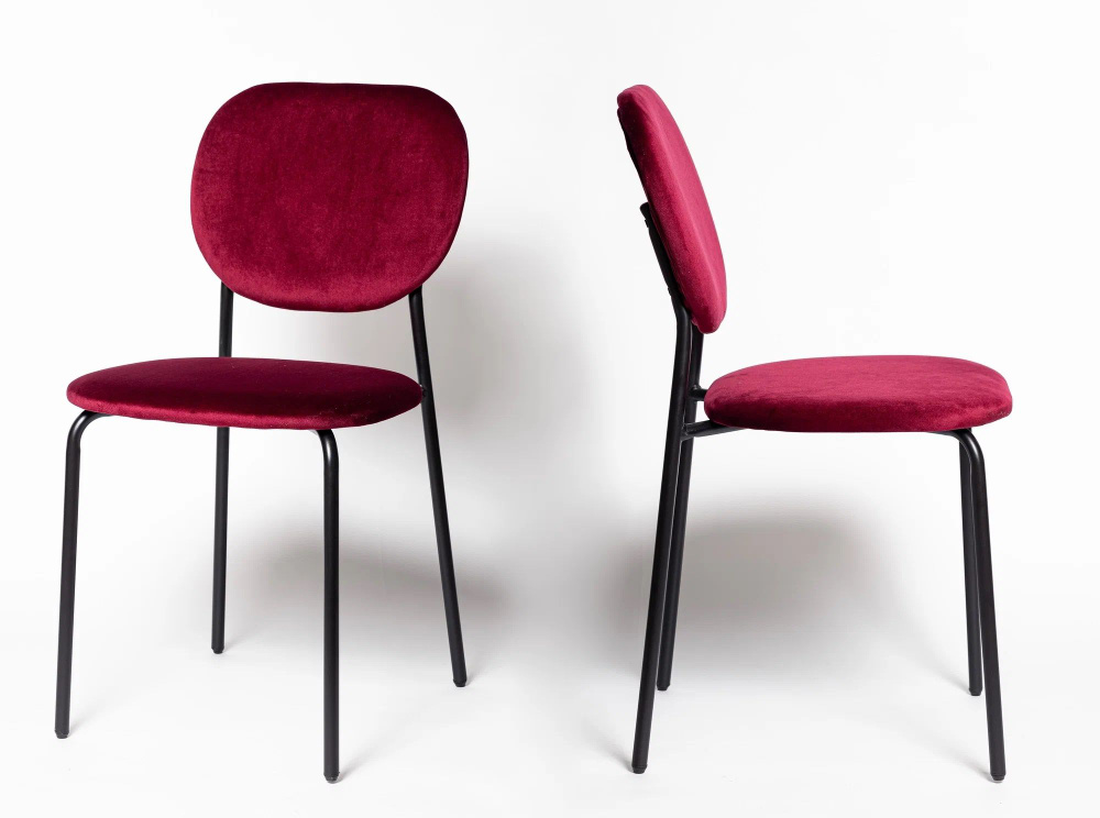 Красные велюровые стулья 2 шт, для кухни, дома, комплект стульев, С 101-V, велюр, красный  #1