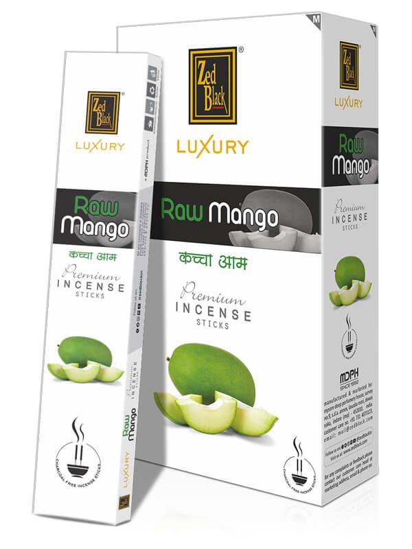 Luxury RAW MANGO Premium Incense Sticks, Zed Black (Лакшери ЗЕЛЕНЫЙ МАНГО премиум благовония палочки, #1