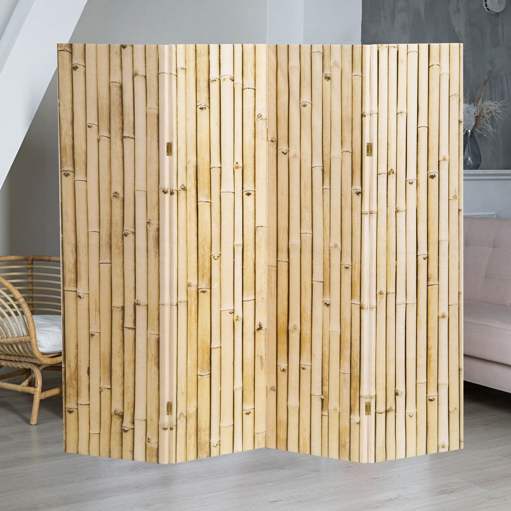 Ширма-перегородка интерьерная "Бамбук. Декор 5", 200 x 160 см  #1