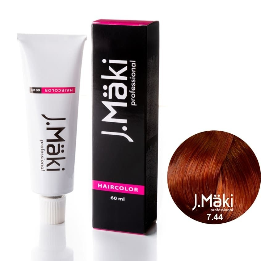 J.Maki 7.44 Интенсивный медный cтойкий краситель для волос 60 мл  #1