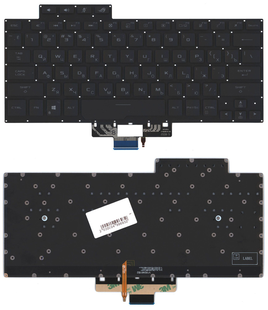 Клавиатура для ноутбука Asus ROG Zephyrus G14 GA401 черная c подсветкой маленький энтер  #1