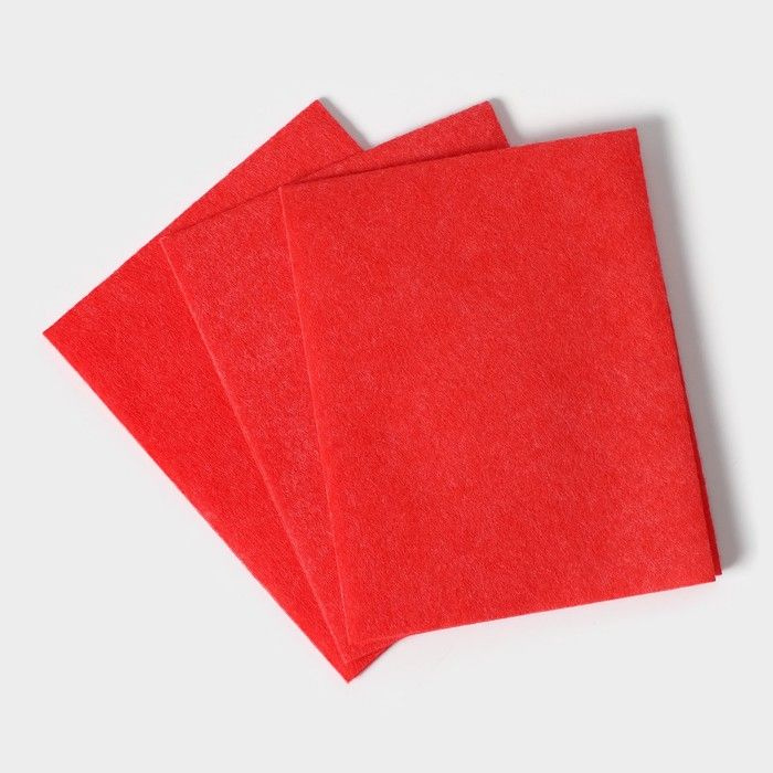 Салфетки вискозные универсальные Доляна, тряпки для уборки, 3 шт, 30 38 см, цвет красный  #1