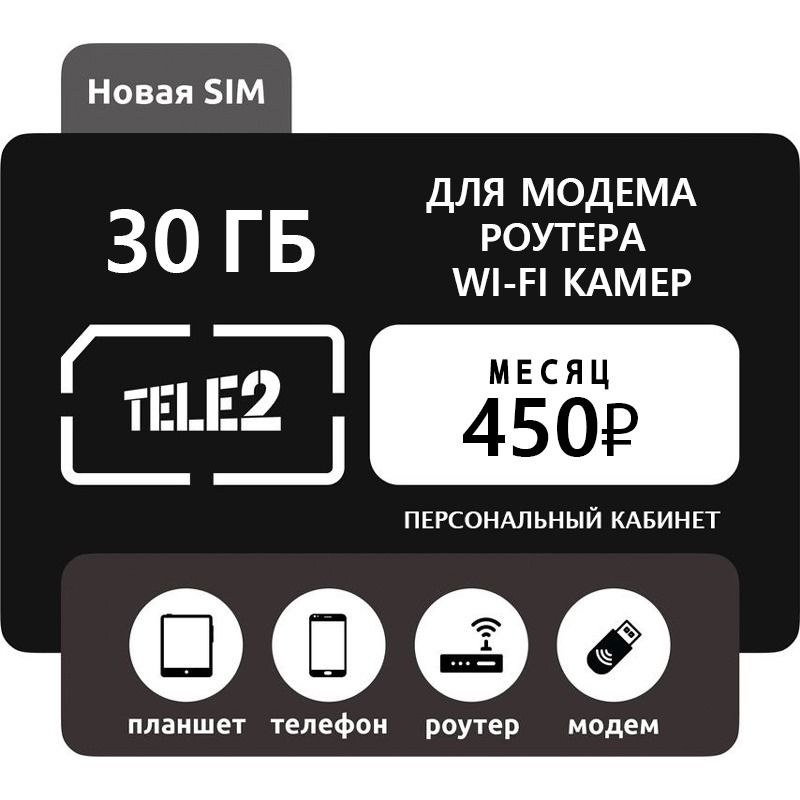 SIM-карта Симкарта т2 30 ГБ (Вся Россия) #1