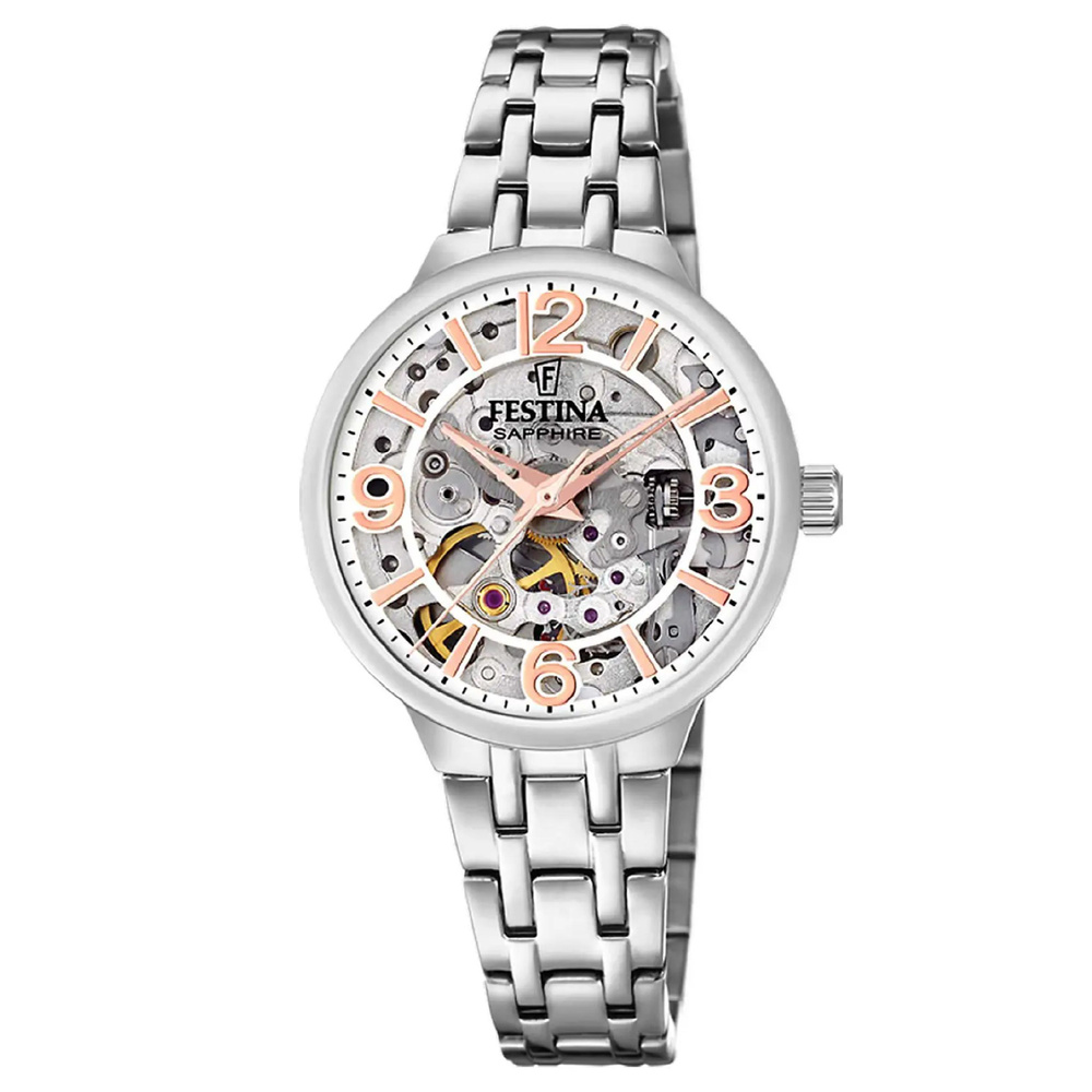 FESTINA F20614/1 женские механические наручные часы со скелетонизированным циферблатом и сапфировым стеклом #1