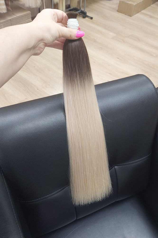 Натуральные волосы для наращивания 50см, 100г, омбре 3/60, премиальное качество  #1