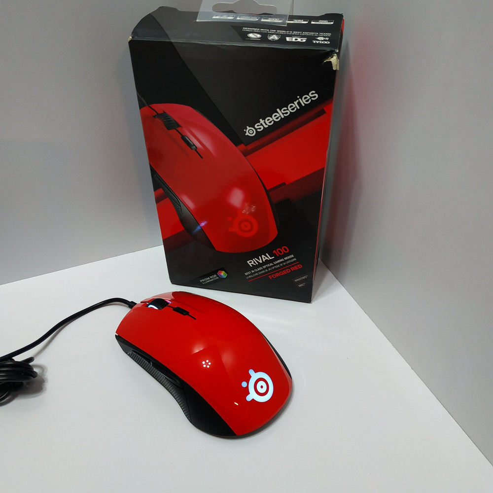 Игровая мышка SteelSeries Rival 100 Red подсветка RGB. Товар уцененный  #1