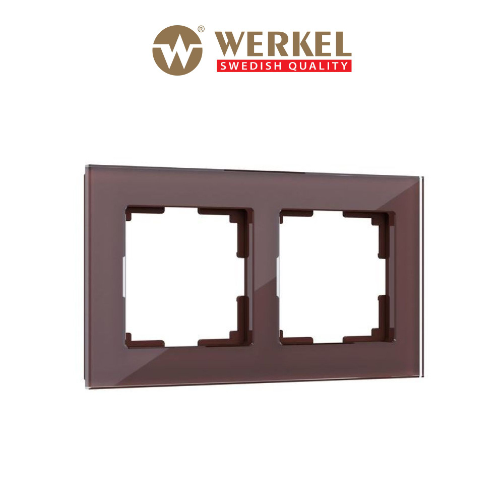 Рамка для выключателей и розеток из стекла на 2 поста Werkel Favorit W0021118 мокко  #1