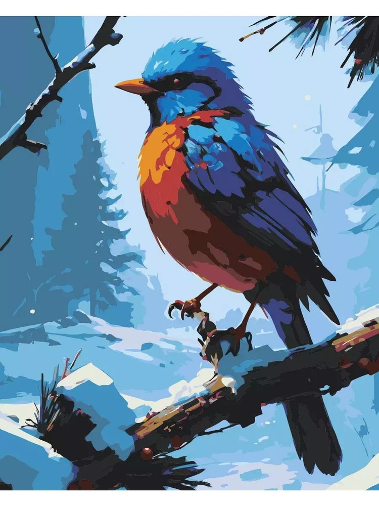 Картина по номерам птица Размер 40х50, на холсте на деревянном подрамнике, Акриловые краски  #1