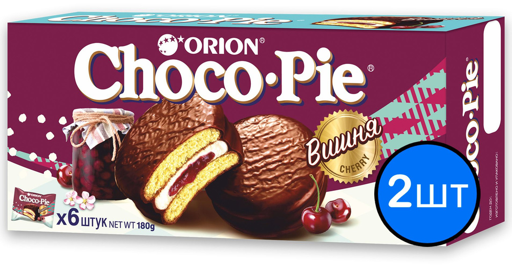 Печенье "ORION ChocoPie" Вишня, 180г х 2шт #1