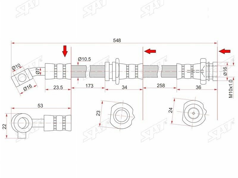 ST-46210-4Y910 Шланг тормозной перед (Таиланд) NISSAN CEFIRO,WAGON,MAXIMA,INFINITII30,I35 94- LH RH  #1