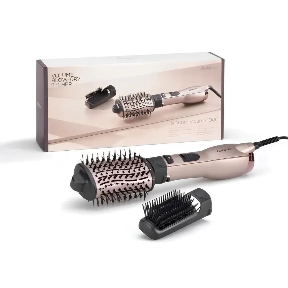 BaByliss Фен-щетка для волос AS90PE 1000 Вт, кол-во насадок 2, светло-коричневый, светло-розовый  #1