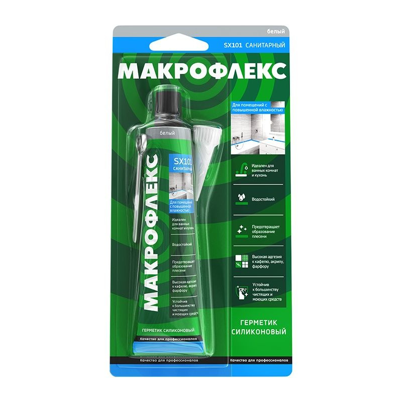 Герметик силиконовый санитарный белый 70мл Makroflex SX101 3002437  #1