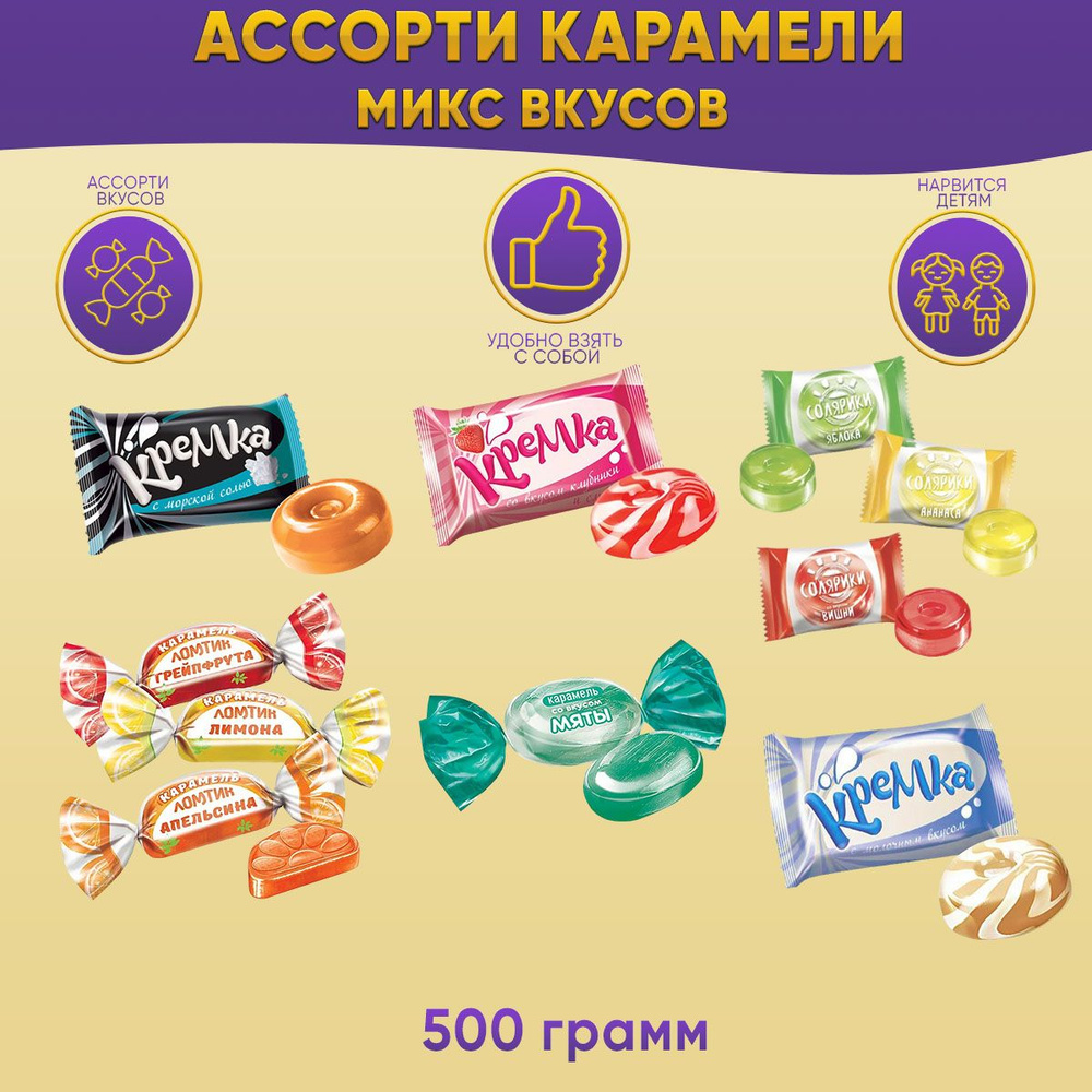 Подарочный набор Карамель леденцовая ассорти 6 вкусов КДВ 600 грамм  #1