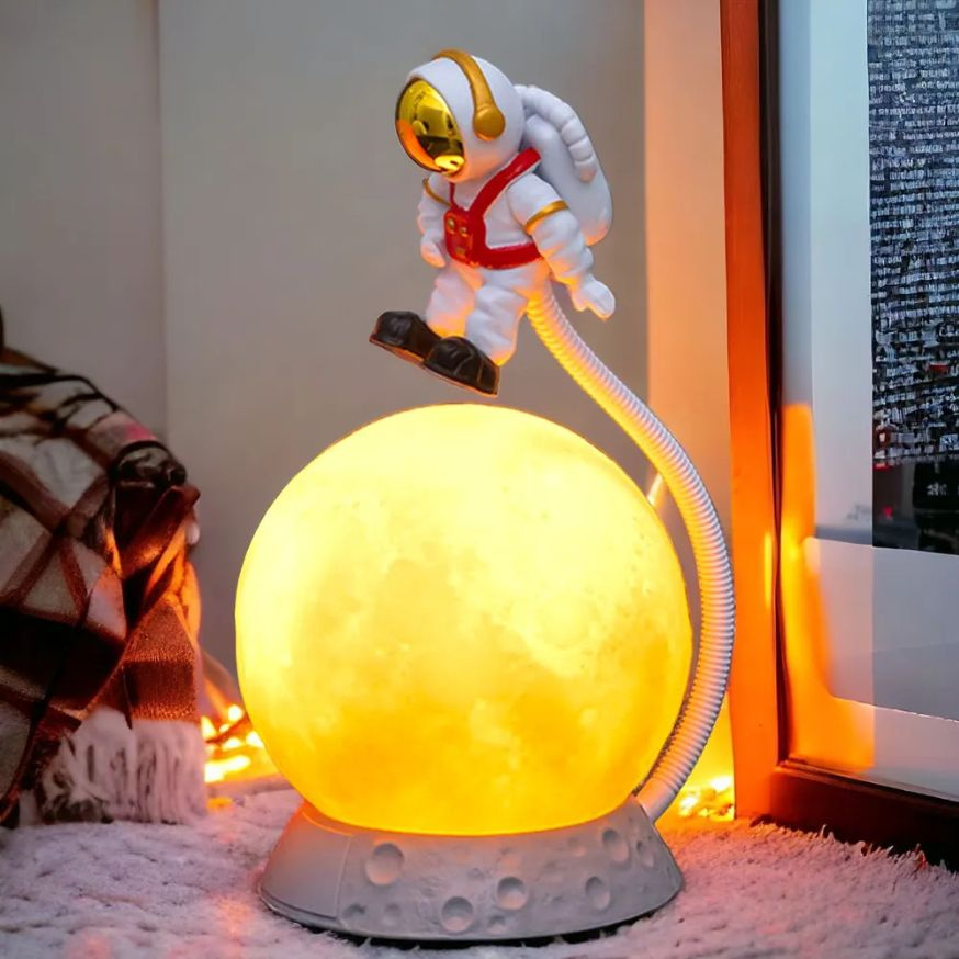 Светильник-ночник детский для сна беспроводной космонавт и луна светодиодный прикроватный настольный #1
