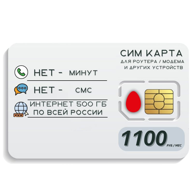 SIM-карта Сим карта Безлимитный интернет 1100 месяц 500ГБ для любых устройств MBTP23MTSV2 (Вся Россия) #1