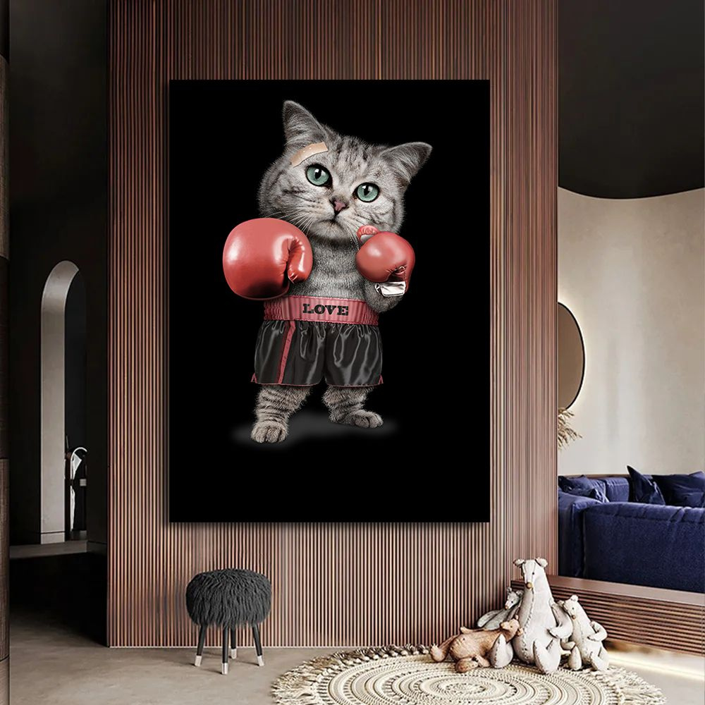 Картина коты, в боксерских перчатках, 50х70 см. #1