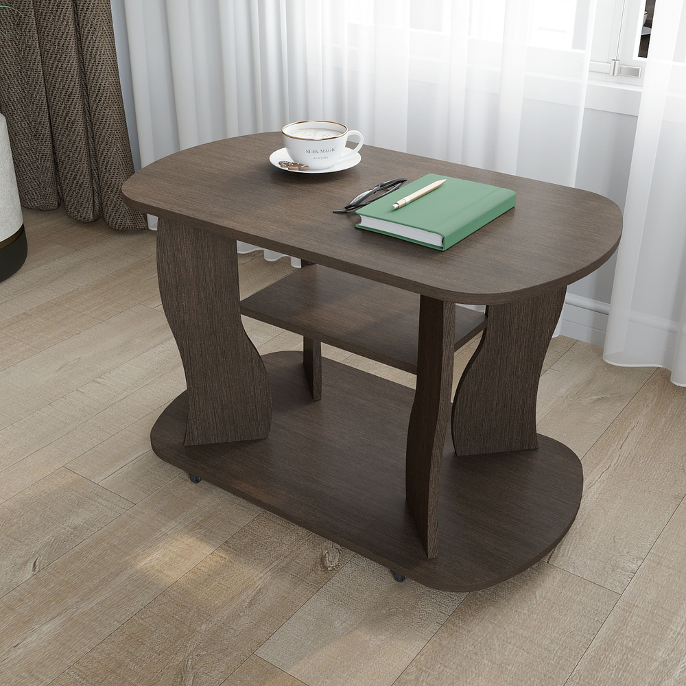Журнальный стол Marco 2 (Марко 2) Венге, 78,5х44,6х52,1 см / кофейный столик на колесиках / в гостиную, #1