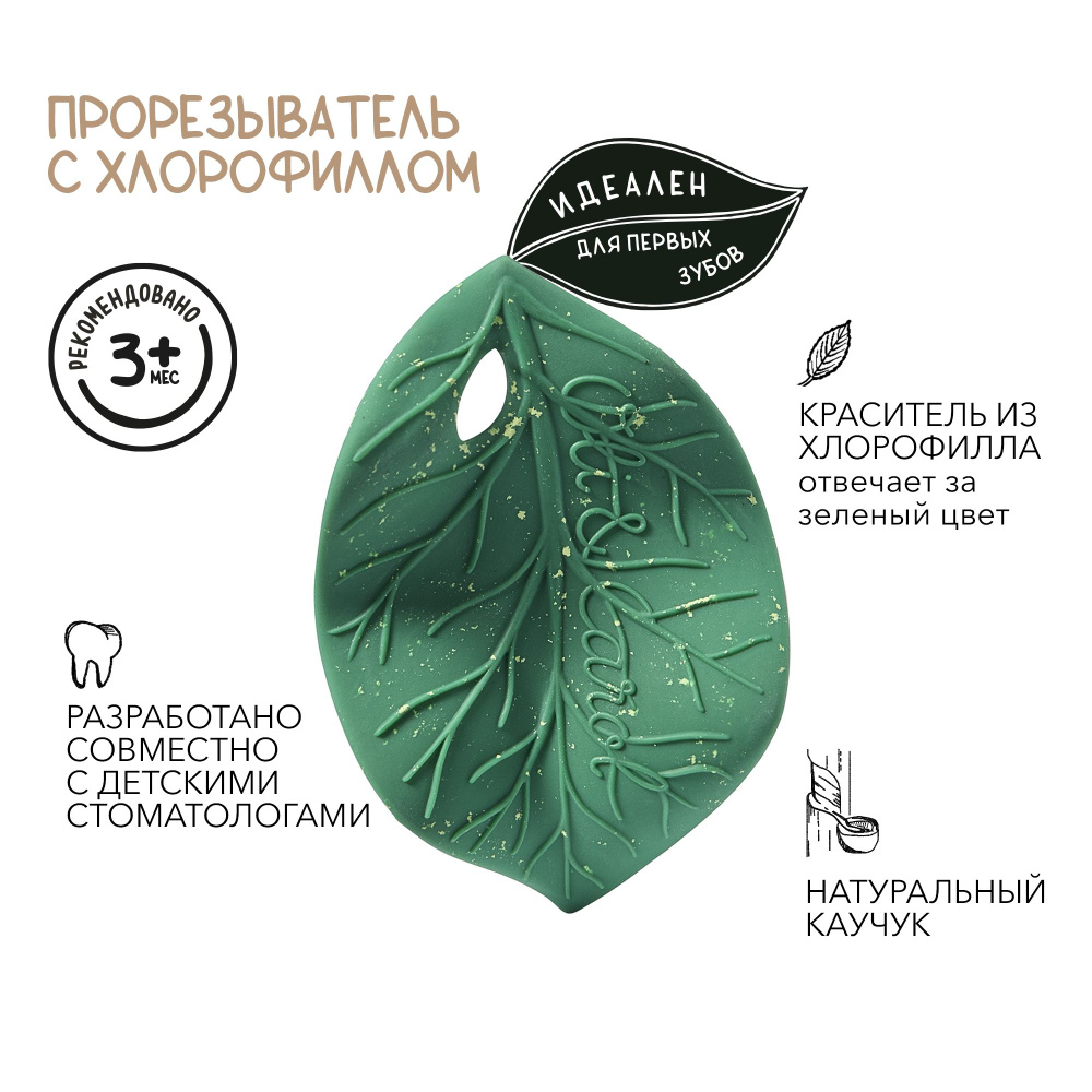 Oli&Carol Прорезыватель грызунок детский для зубов Chlorophyll Leaf  #1