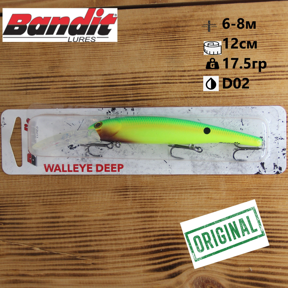 Воблер Bandit Walleye Deep 12cм, 17.5гр, заглубление 6.0-8.0м/#D02 #1