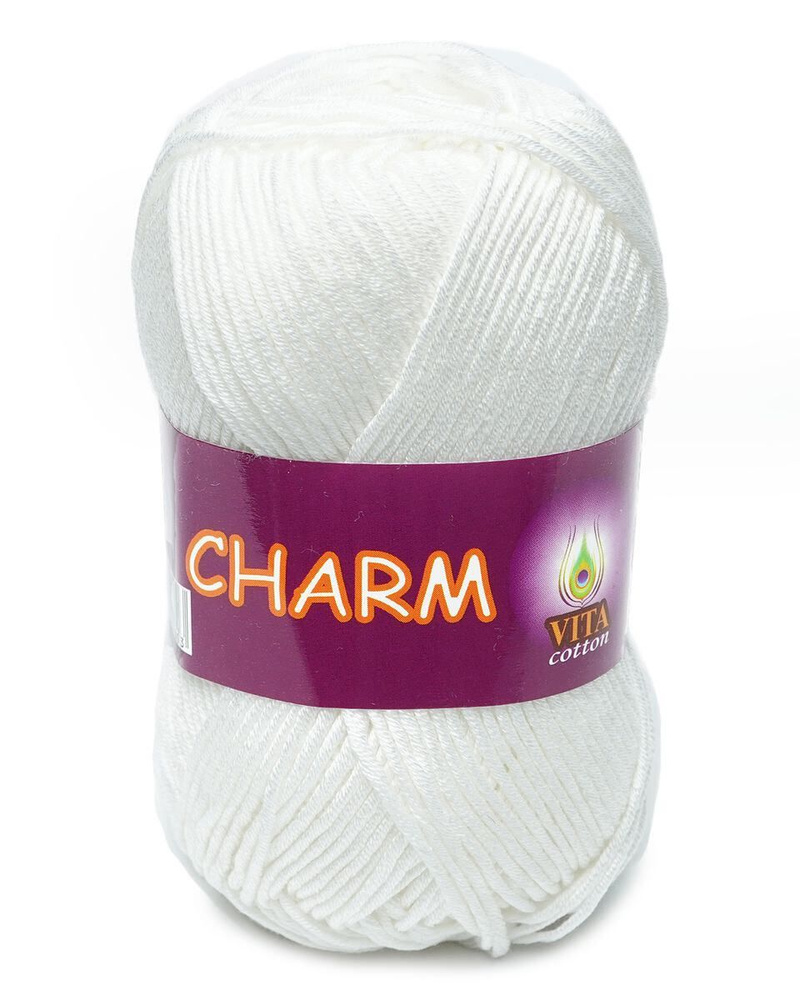 Пряжа Vita cotton Charm (Вита Шарм) цвет 4151 белый 50гр/106 м. (100% мерсеризованный хлопок)  #1