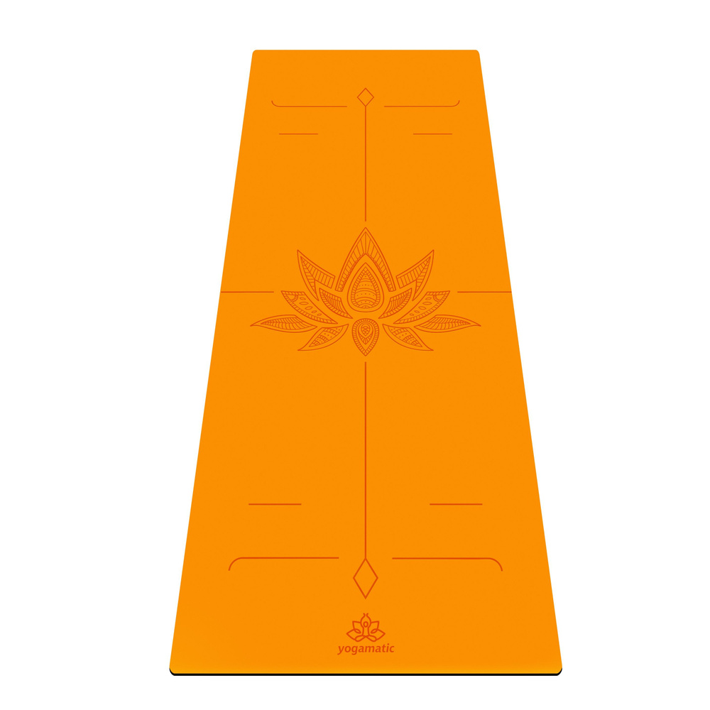 Коврик для йоги и фитнеса Арт Йогаматик Lotos Orange нескользящий каучуковый с чехлом  #1