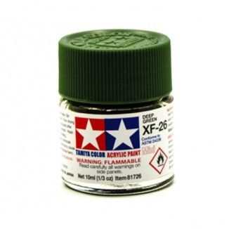 Краска акриловая XF-26 Deep Green flat, acrylic paint mini 10 ml. (Насыщенный Зелёный матовый) Tamiya #1