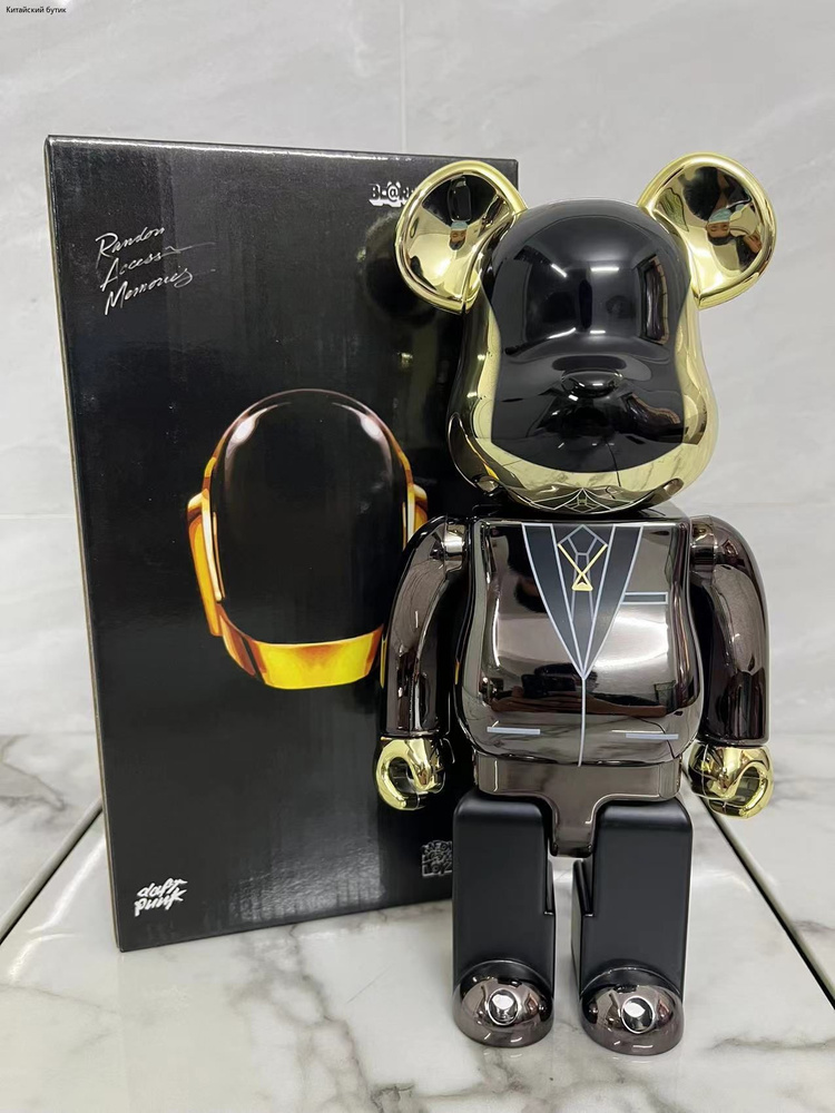 Bearbrick400%28см Игрушечная Статуя Медведя,28,A,серый металлик,золотой  #1