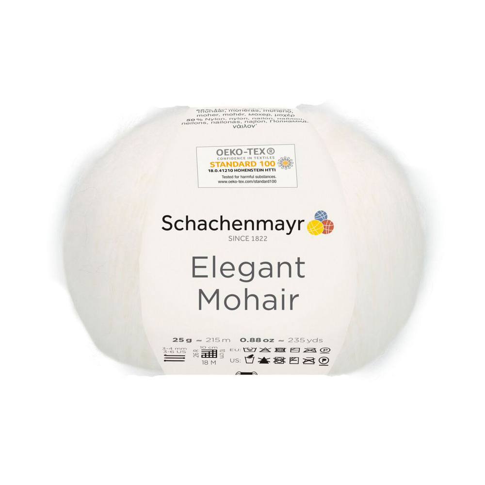 Elegant Mohair /Элегант Мохер/ пряжа Schachenmayr (50% мохер, 50% нейлон), 25г/215м, арт. 9807003 цвет #1