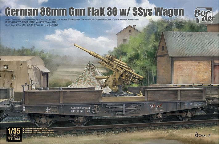 BT-044 1/35 Немецкая 88-мм зенитка Flak 36 и ж/д платформа SSys #1