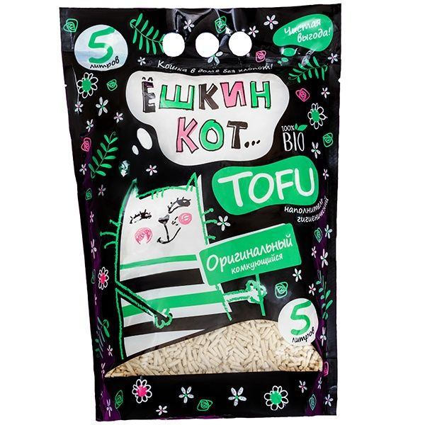 Наполнитель для лотка АлЁшкин кот Tofu Оригинальный 5 л, комкующийся, растительный  #1