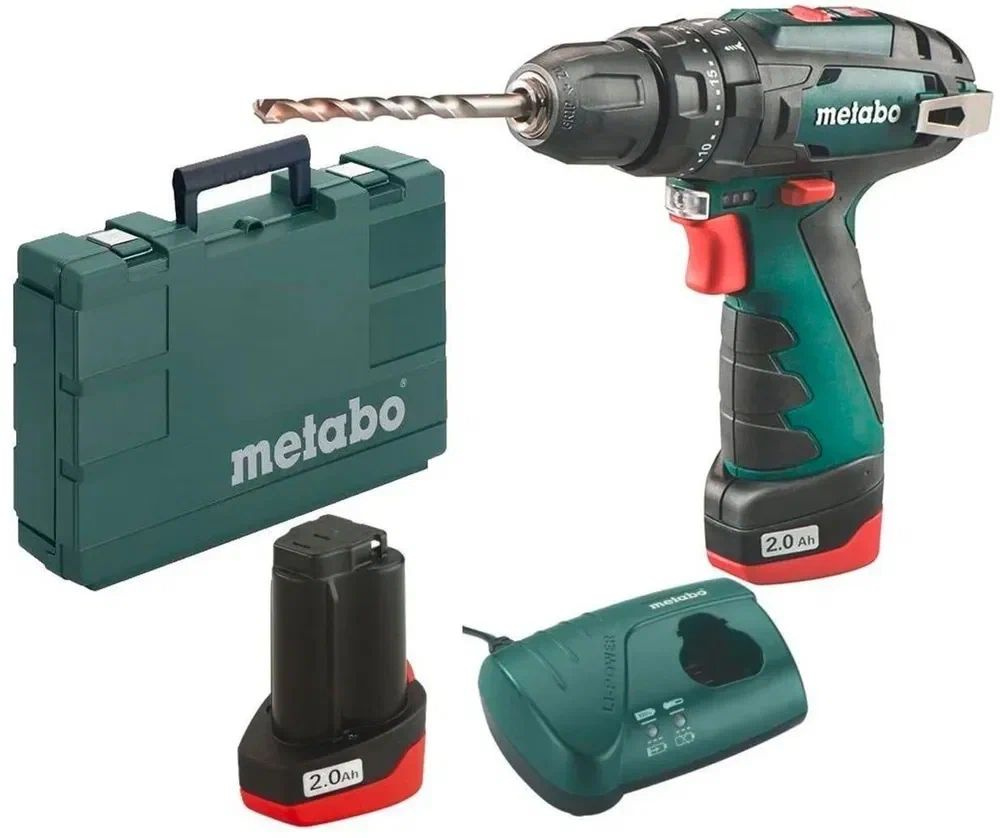 Аккумуляторная дрель-шуруповерт Metabo PowerMaxx BS, 600385500, 12 В Li-ion 2х2 Ач  #1