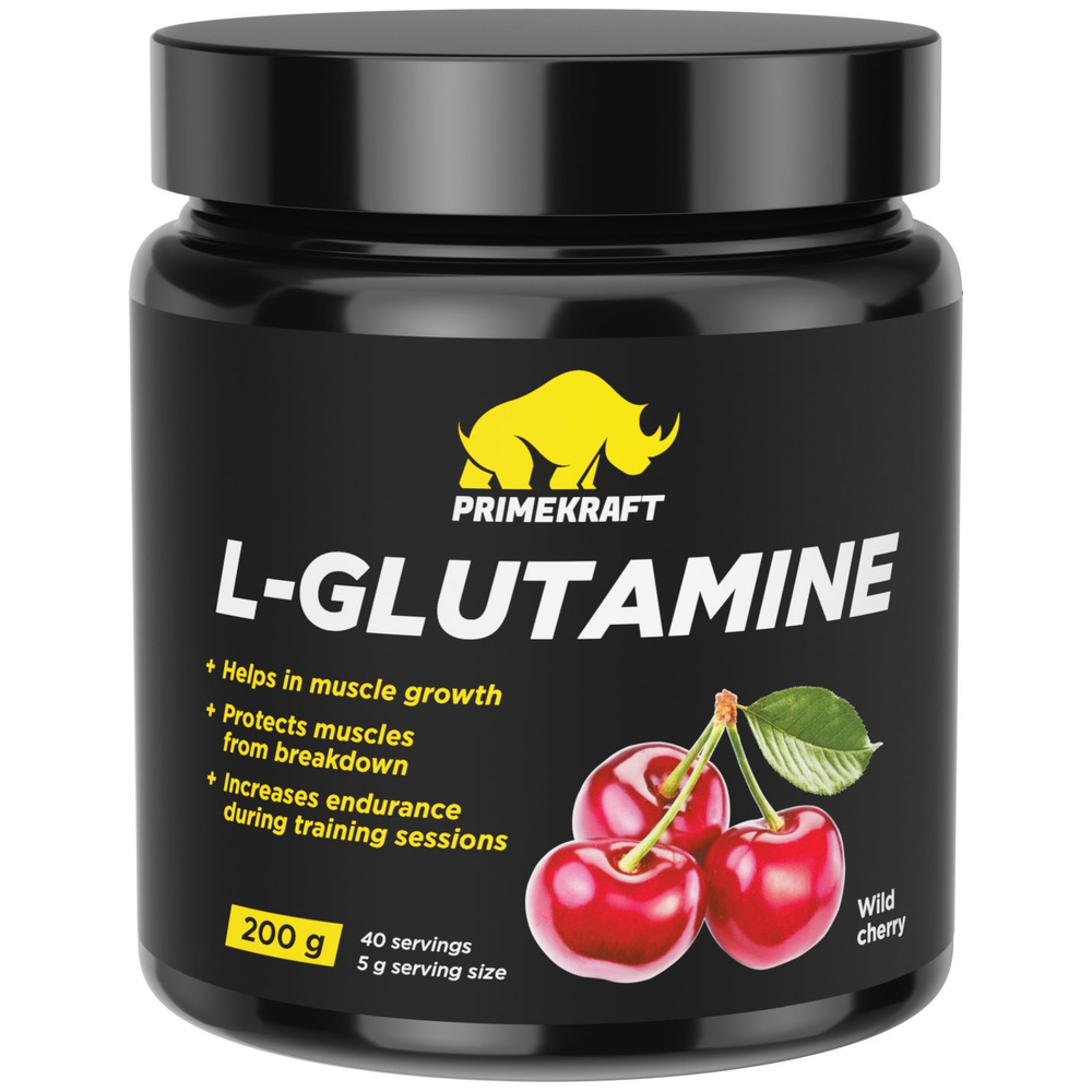 Л-Глютамин Prime Kraft L-Glutamine - 200 г, дикая вишня #1