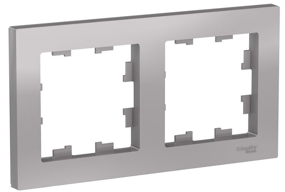 Рамка 2-местная Schneider Electric AtlasDesign для розеток и выключателей, алюминий, ATN000302  #1
