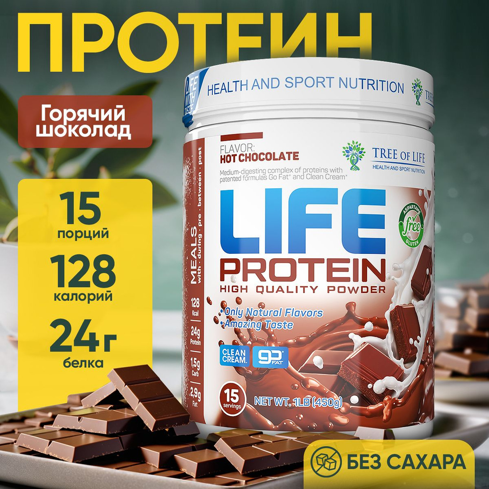 Протеин изолят сывороточный многокомпонентный Лайф Life Protein 1LB. Вкусный белковый коктейль "Шоколад", #1