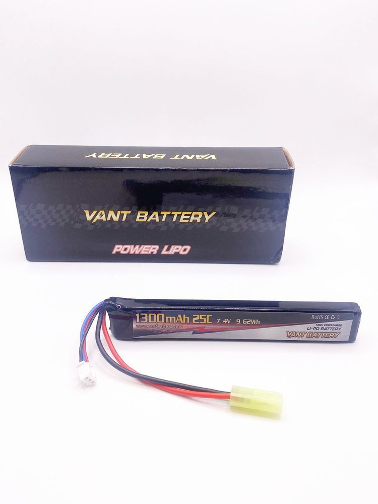 Аккумулятор для страйкбольного привода 7.4V Li-Po Vant 1300mah 25C разъем mini TAMIYA  #1