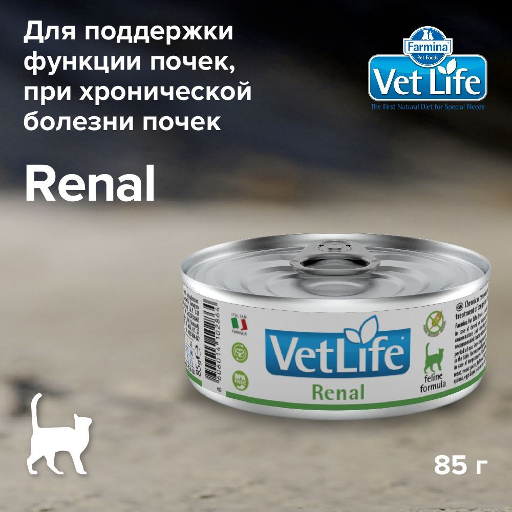 Диетический влажный корм для кошек Farmina Vet Life Cat Renal с курицей при болезни почек и почечной #1