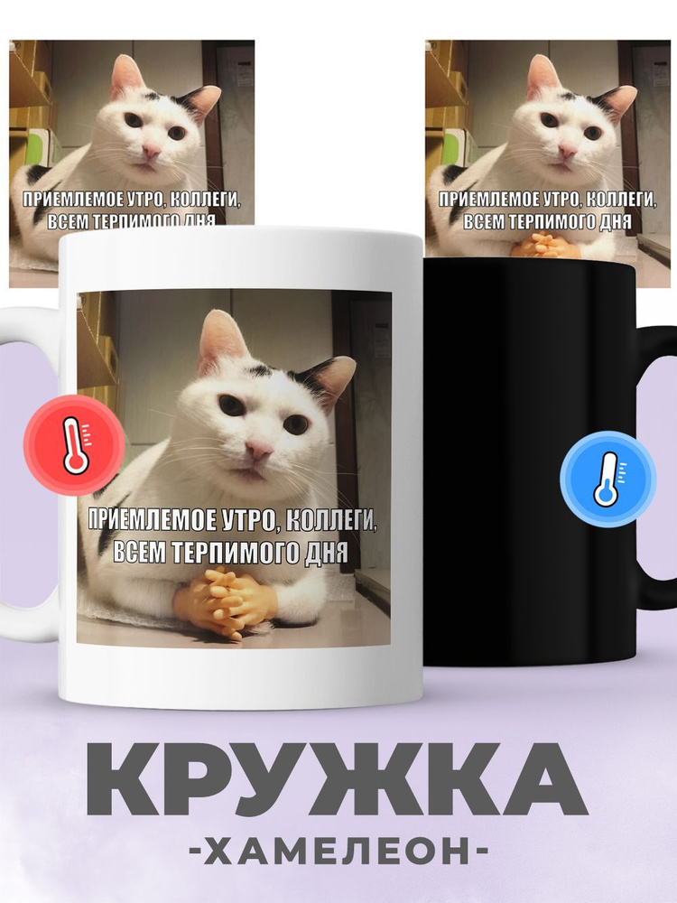 jojo print Кружка "мем с котом", 330 мл, 1 шт #1