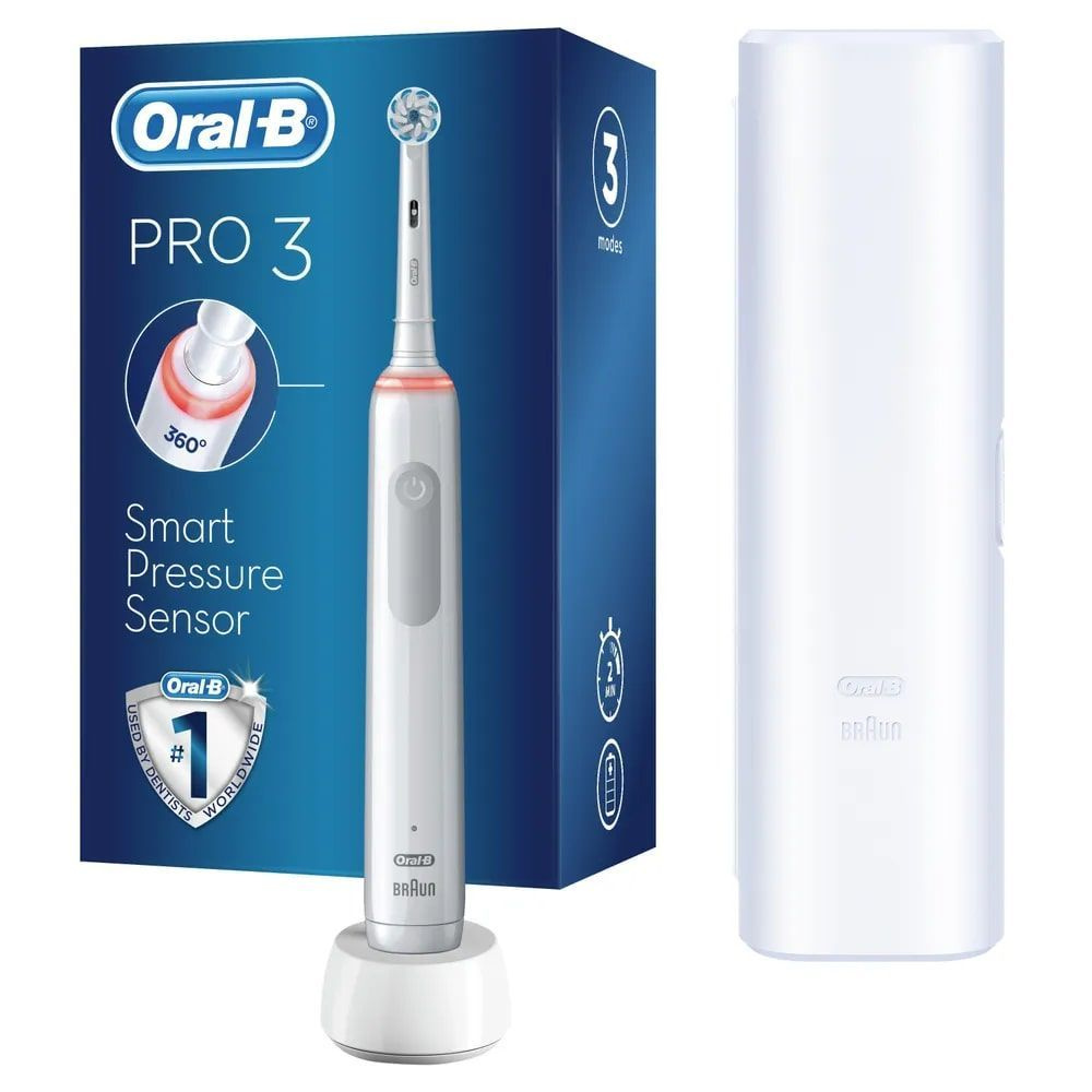 Зубная щетка Braun Oral-B Pro 1/D305.513.3, 3 режима, средняя жесткость, таймер, белая  #1