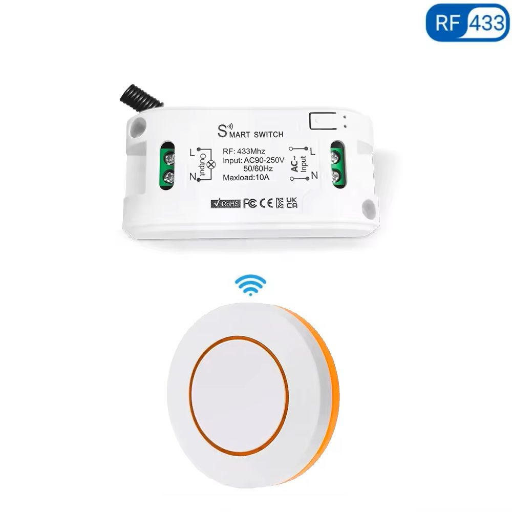 Беспроводнойвыключательсвета/бытовыхприборовдистанционный/кнопкасприемником433МГц220В